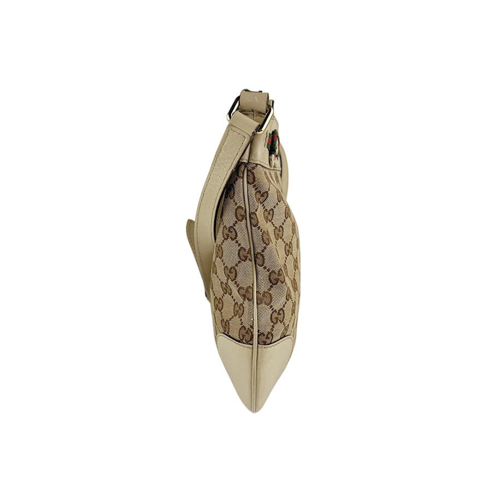 Gucci Bag Brown Beige Leather GG Crossbody Gold Shoulder Canvas